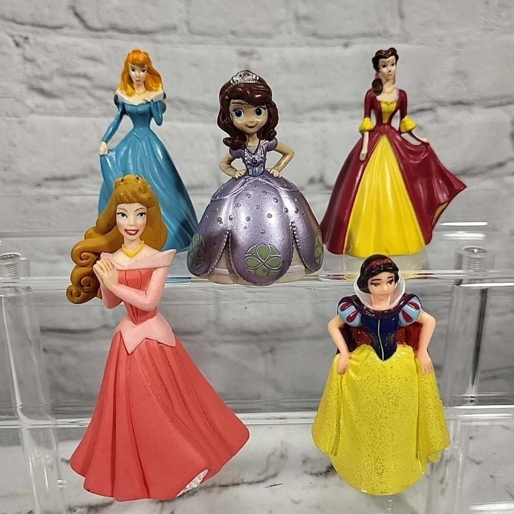 Disney Princess Figures Lot 5 Sofia Aurora Snow‎ White Belle Flawed Cake Toppers